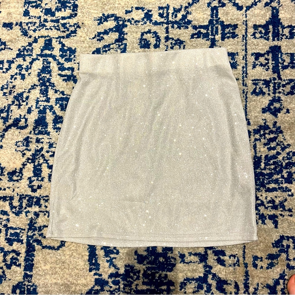 Finesse Silver Glitter Bodycon Skirt
